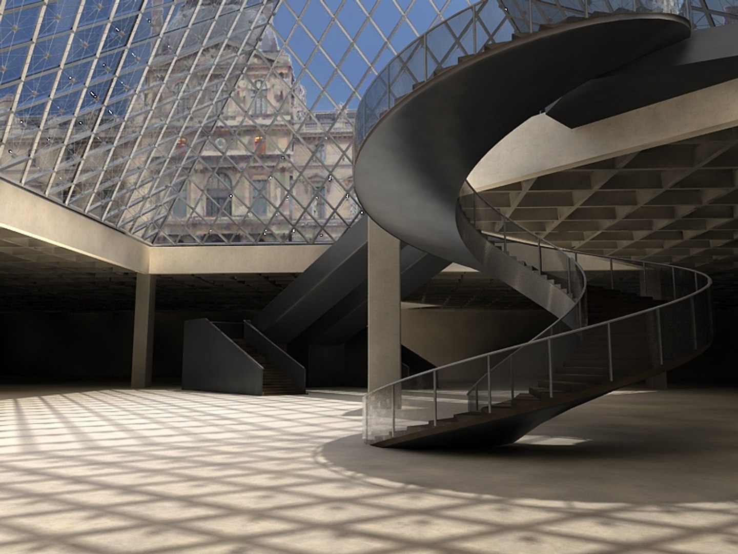 3d Model Of Pyramid Louvre