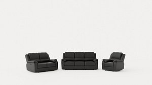 Norbo Sofa Group 3 Seater 2 Seater Armchair Artificial Leather Black