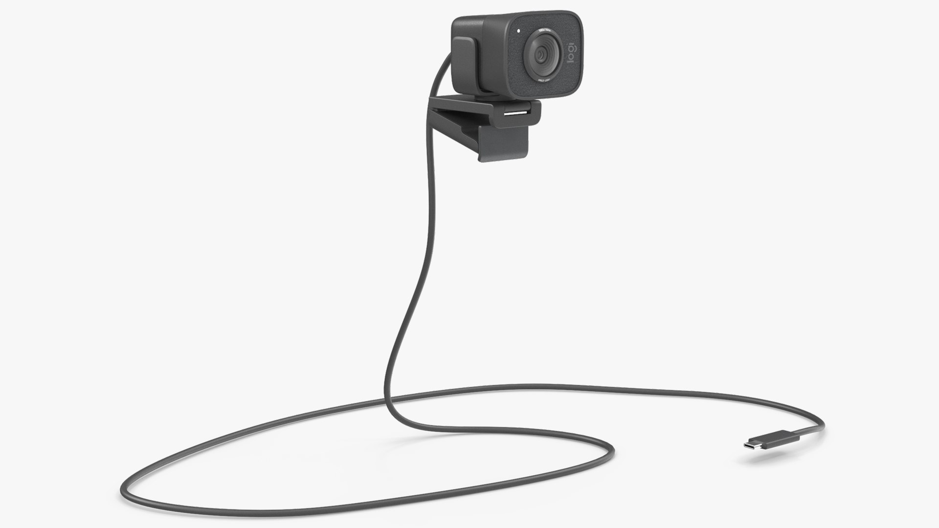 Logitech StreamCam with USB C Cable Black 3D model for industrial visualization, technical presentation, simulation, product rendering, and animation