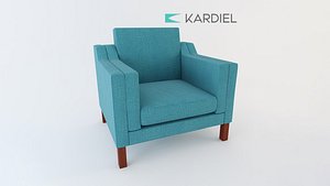 3D model Kardiel Monroe Mid Century Modern Armchair Dutch Blue Twill