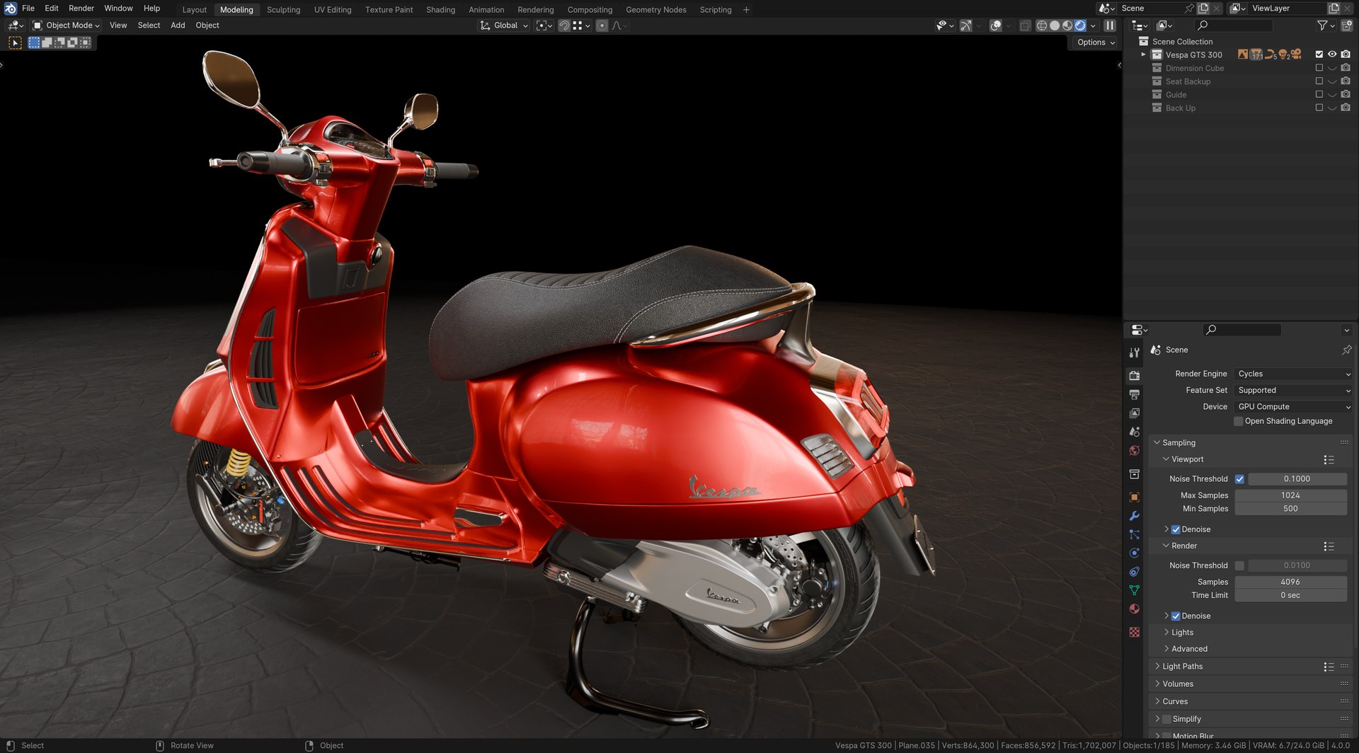 3D Vespa GTS 300 Blend File Model - TurboSquid 2224751