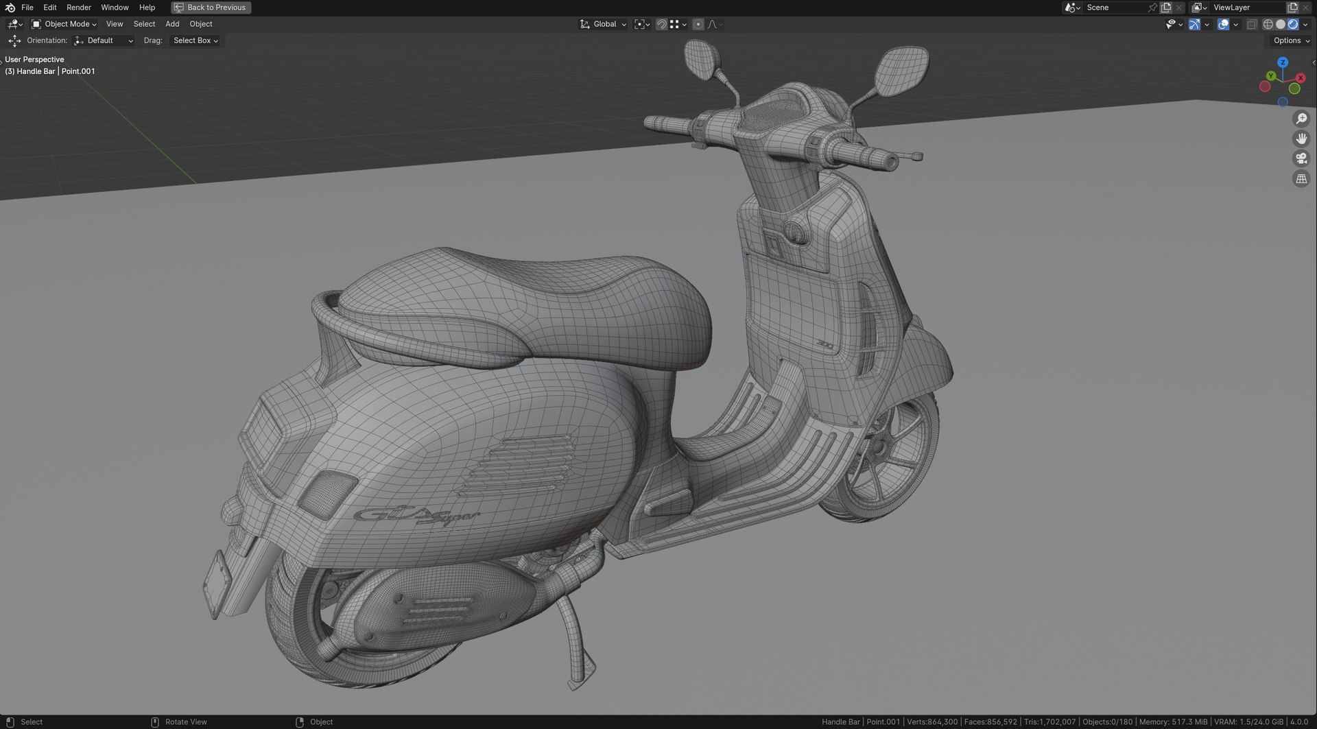 3D Vespa GTS 300 Blend File Model - TurboSquid 2224751