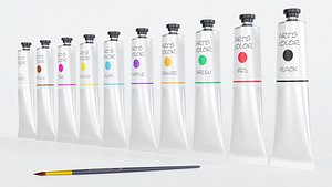 3D Tube Paint Container Colors