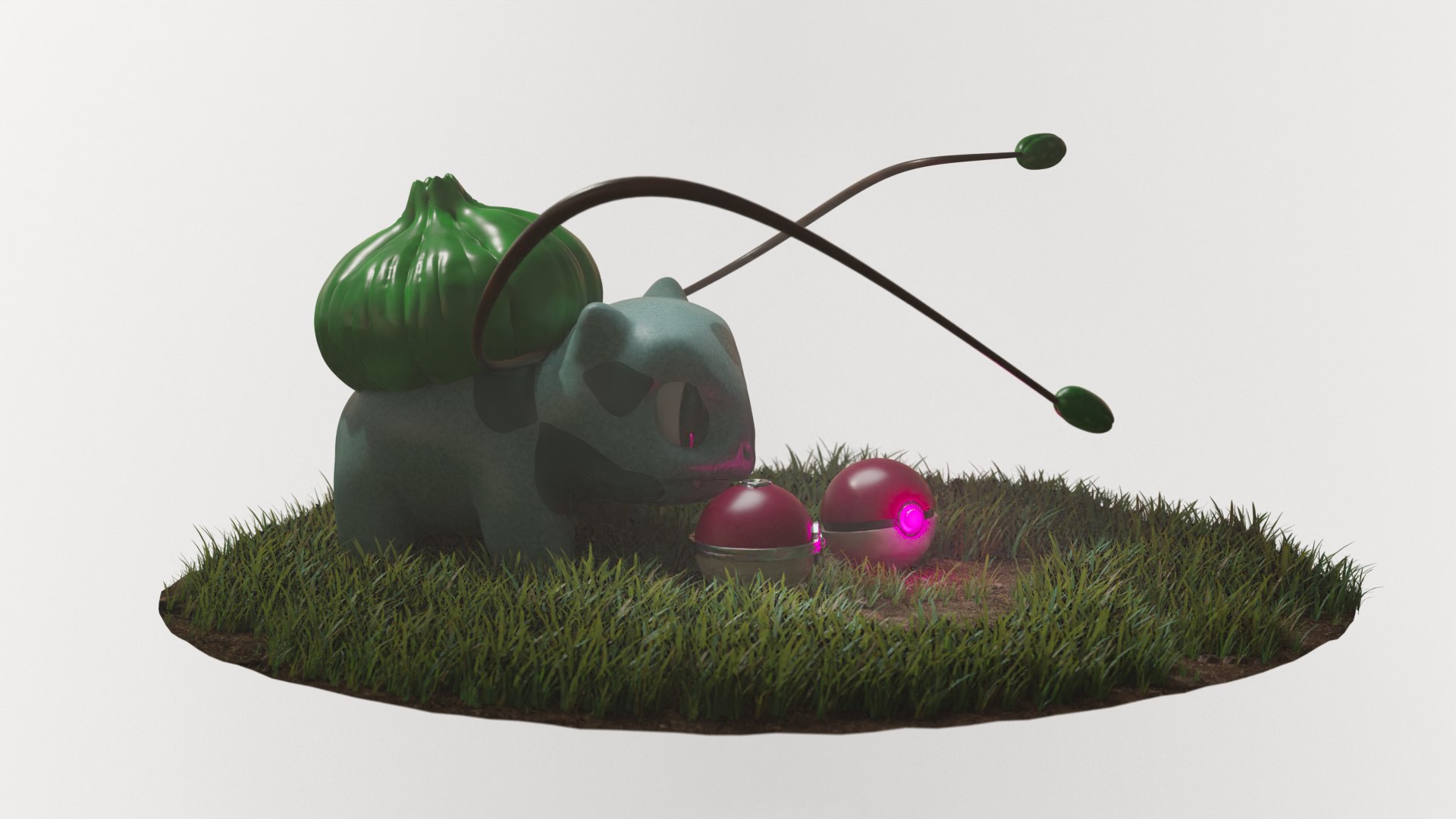 3D Bulbasaur And Pokeballs - TurboSquid 1723126