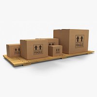 Fragile Shipping Boxes On Wooden Pallet