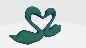 3D Pair of swans forming a heart model
