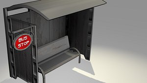 bus stop bench sign model