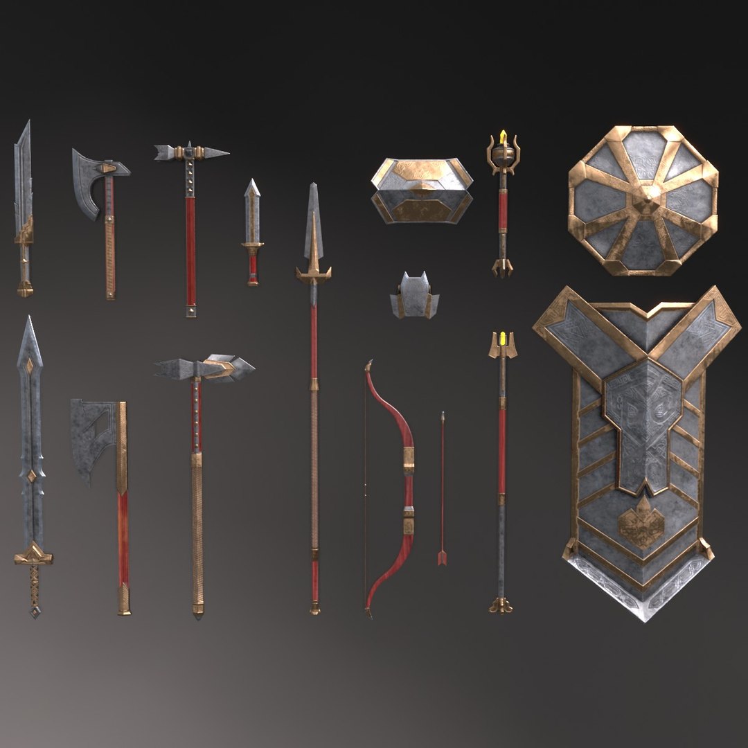 3D Fantasy Set Of Gnome Weapons Model - TurboSquid 1940551