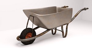 3D Rusty Wheel Barrow model