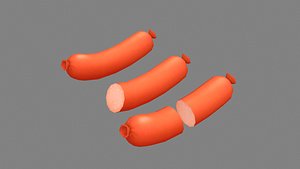 Cartoon ham sausage Low-poly 3D model model