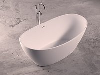Freestanding resin oval bathtub with floor-mounted tap 9