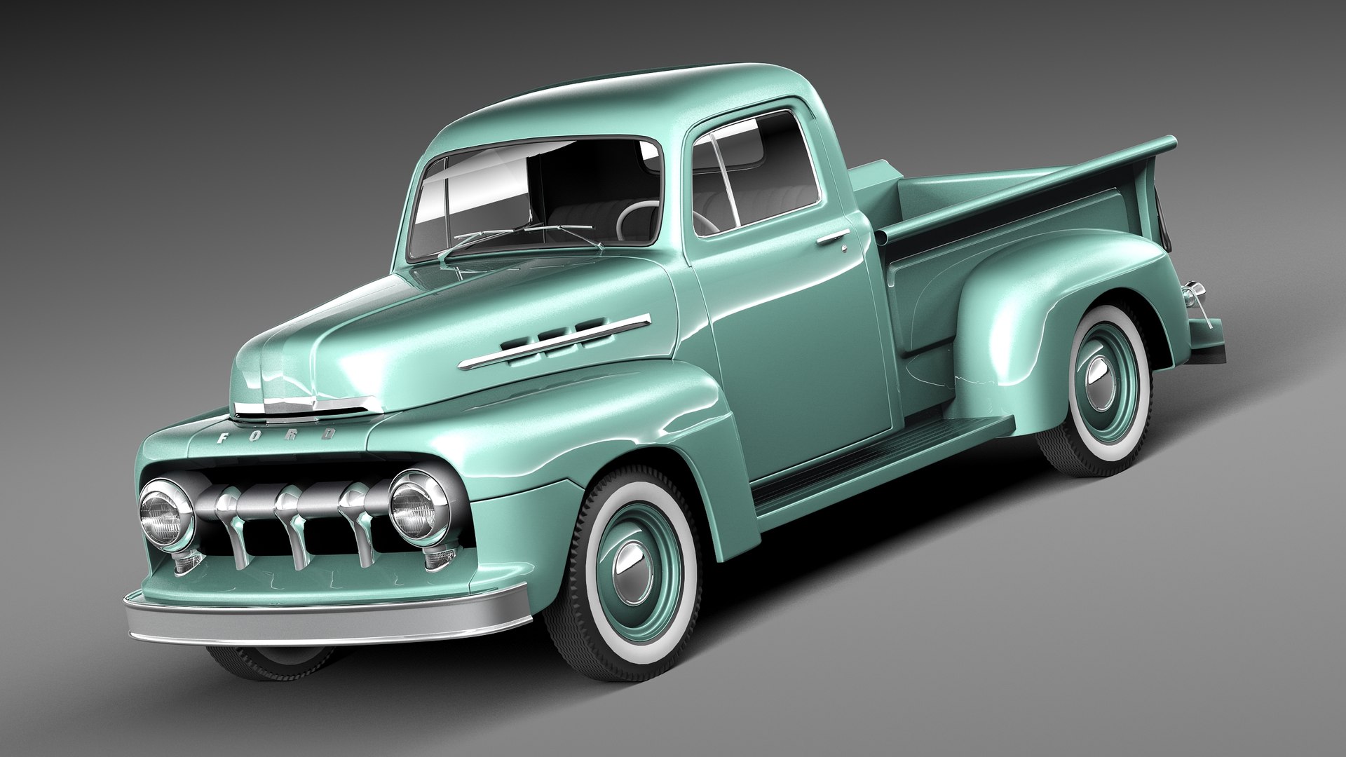 1/18 フォード ピックアップトラック 薄緑 Ford F-1 Pick Up フォードピックアップf1 19513Dモデル - TurboSquid 611203