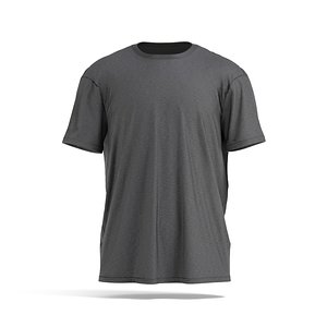 3D model Black Oversized T-Shirt - men&#x27;s wrinkled crewneck tshirt