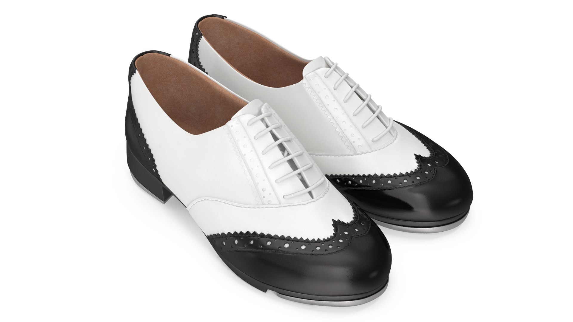 White Black Tap Shoes 3D model preview