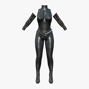 Triple Zipper Vinyl Bodysuit 3D model