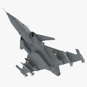 Fighter Aircraft Saab JAS 39 Gripen Rigged