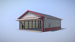Airfield Hangar 12m Vr1 RED 3D model