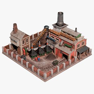 3D Steel Mill Low-poly model