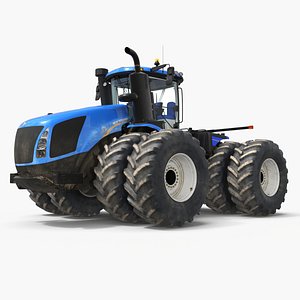 3D model New Holland T9 Series Farming Tractor Blue Dirty
