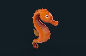 cartoon hippocampus sea horse 3d model