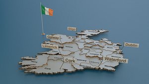 Ireland detailed Map with Animated Flag