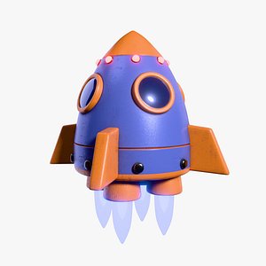 Stylized cartoon space rocket
