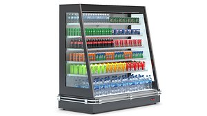 3D Refrigerated Display Case with Drinks