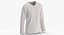 Long Sleeve Worn Male V Neck Pose 01 White Blank and Branded Heather 3D model