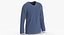 Long Sleeve Worn Male V Neck Pose 01 White Blank and Branded Heather 3D model
