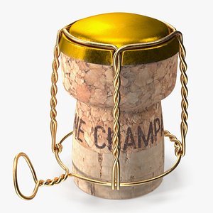 Champagne Bottle Cork with Yellow Wire Upright