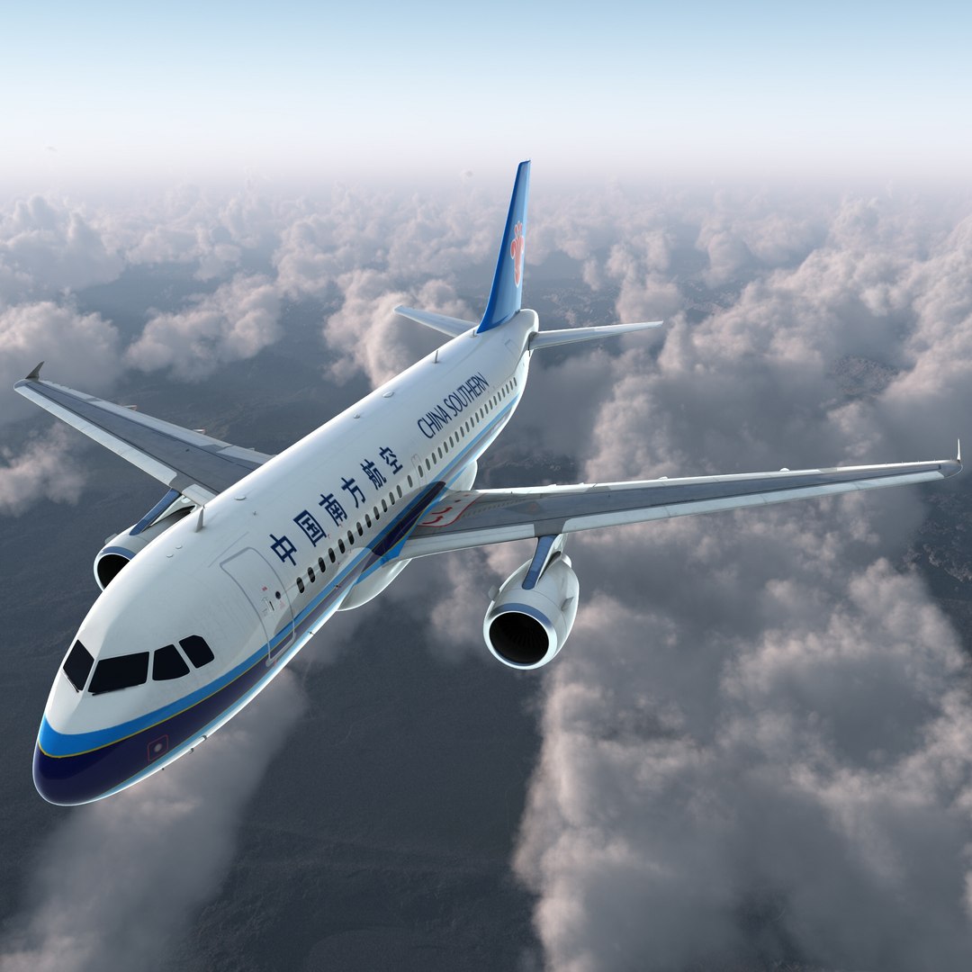Airbus A319 China Southern Airlines Rigged 3D Model 3D model preview