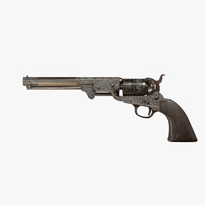 3D revolver-navy-colt-1851-silver model