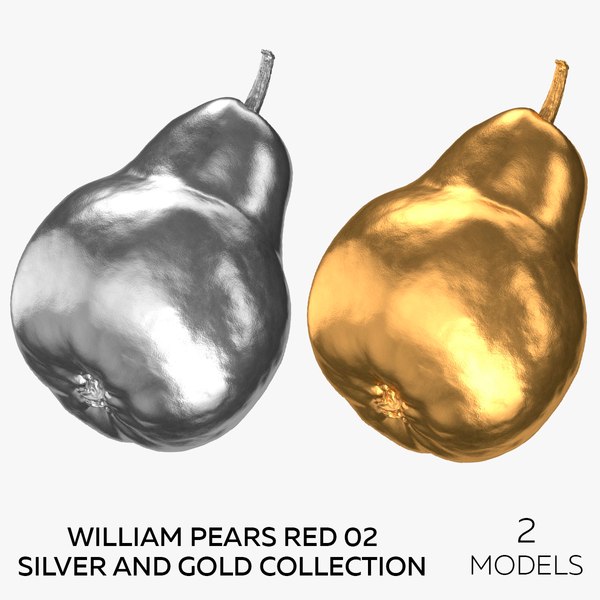 William Pears Red 02 Silver and Gold Collection - 2 Pears 3D model