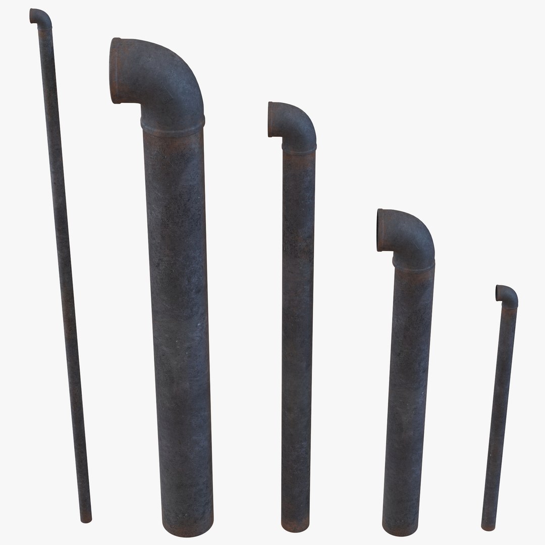 Iron Pipes with Elbow Attachment 90 2 3D model preview