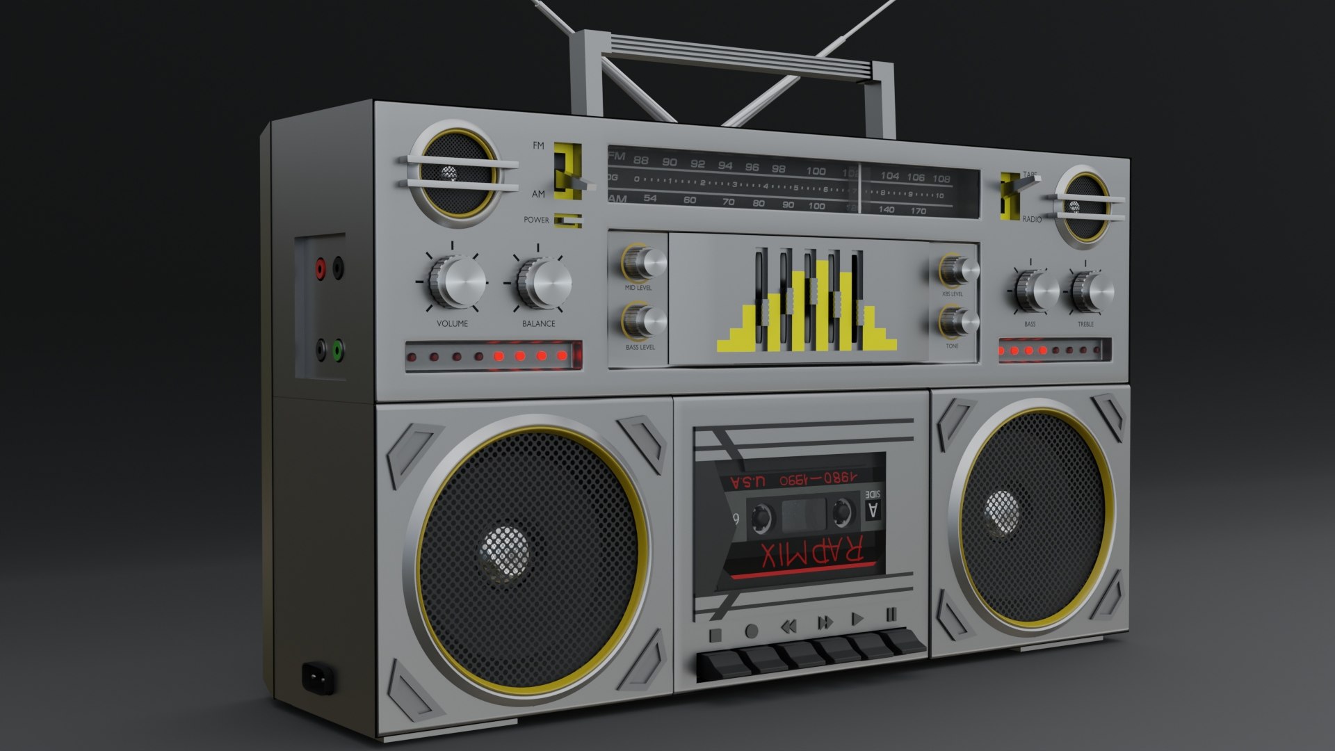 3D Model Boombox Retro Cassette Player Radio - TurboSquid 1820374