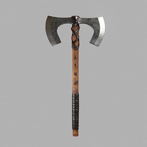 3D viking double axe modeled model