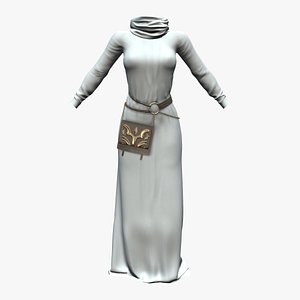 3D Female Space Monk Robe With Optional Book Belt Accessory