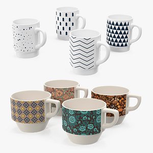 3D ceramic mugs model