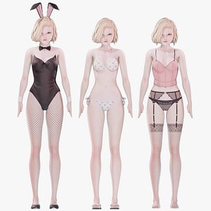 Clothing Collection 004 - Rig - UE5 - Unity - Blender - Animated - Realistic Female Character 3D model