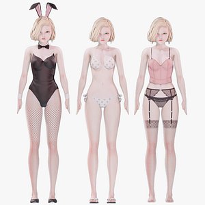 Clothing Collection 004 - Rig - UE5 - Unity - Blender - Animated - Realistic Female Character