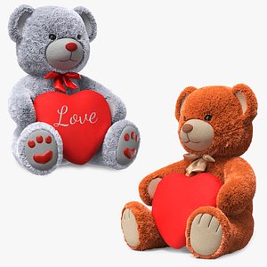 Teddy Bears Holding Heart Fur Collection