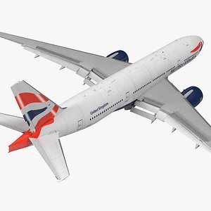 Boeing 777-200 British Airways Rigged 3D Model