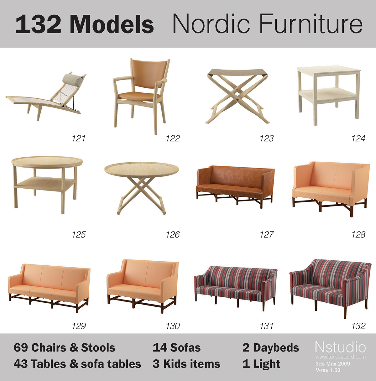 3d 132 nordic furniture chair