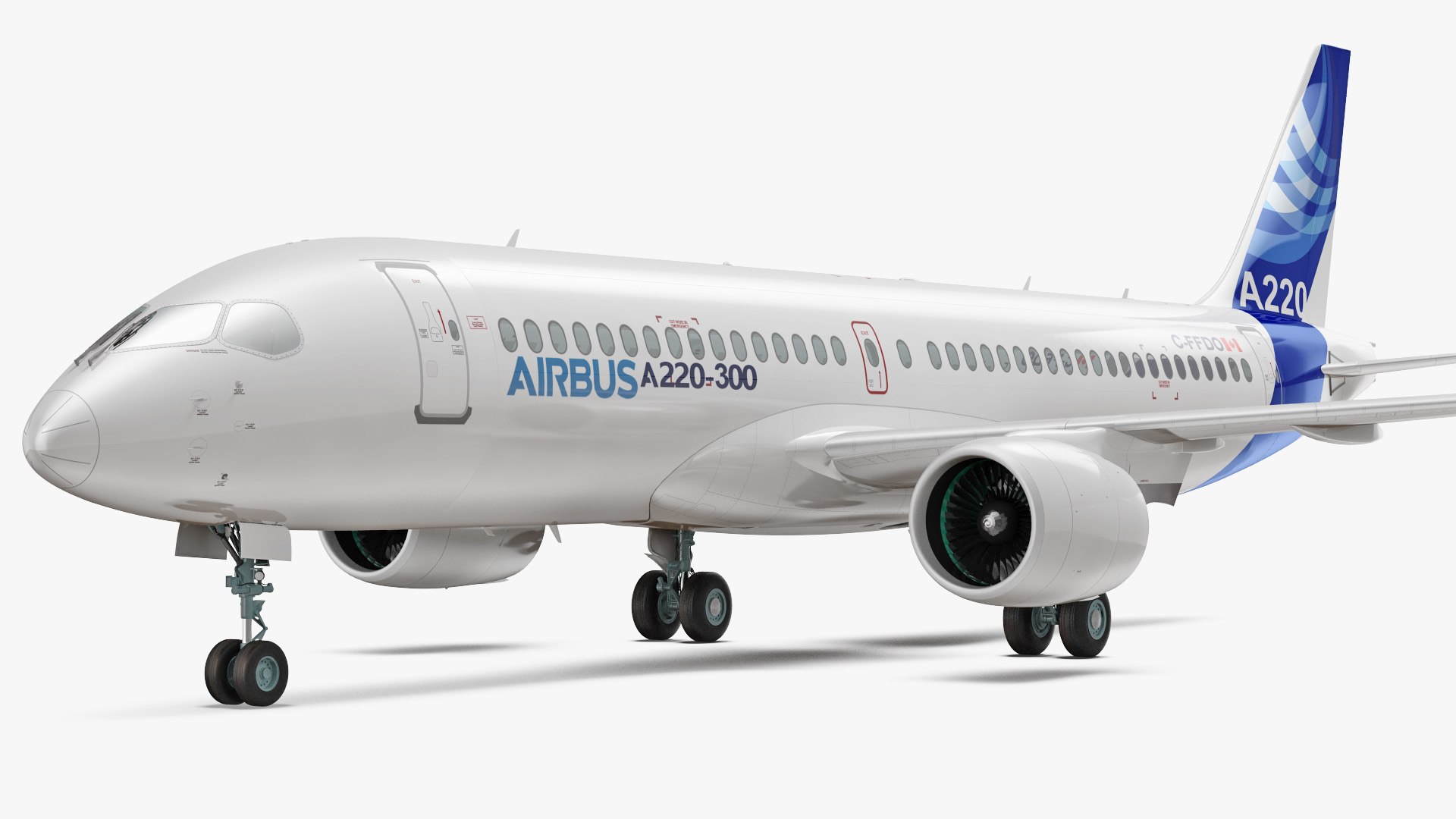 Airbus A220 300 Simple Interior 3D model preview