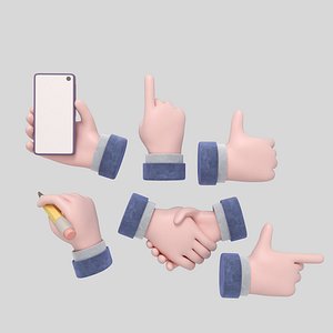 3D Stylized Cartoon Hands Animated Base