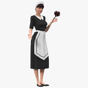 3D Housemaid Character with Duster Rigged for Maya