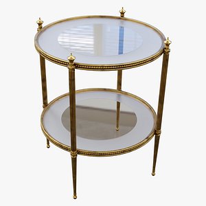 antique elegant side table in brass gold and glass