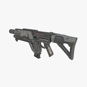 3D Science fiction machine submachine gun model
