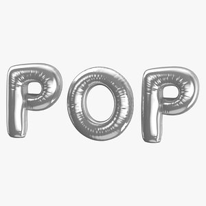 Foil Baloon Words POP Silver 3D model