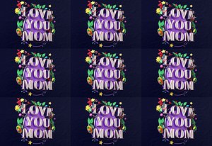 Love Mother s Day mom Digital Valentine s Day title Holiday font Color cute font C4D e-commerce post 3D model